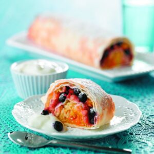 Apple and blueberry strudel