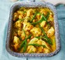 Baked vegan korma in a baking dish