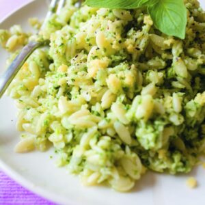Basil pesto with risoni