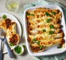 Beef enchiladas in a baking dish