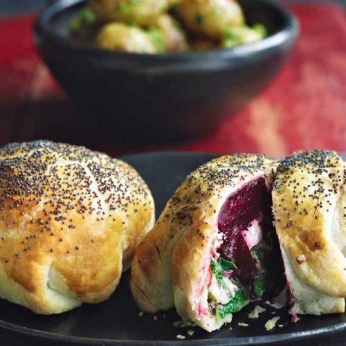 Beetroot and goat’s cheese parcels