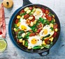 Butter bean, chorizo & spinach baked eggs 2016