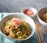 Ginger chicken udon in a bowl