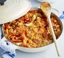 Chicken & chorizo jambalaya in a casserole pot