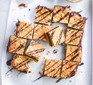 Squares of chocolate-stuffed flapjack bars