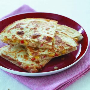 Corn, salmon and chilli quesadilla