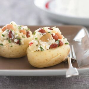 Cottage cheese and mixed bean stuffed potatoes