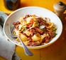 Duck ragu with pappardelle & swede served in a bowl