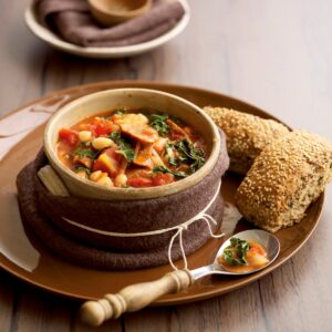 Bangers and silver beet soup