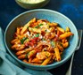 Fajita-style pasta in a large bowl