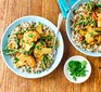 Goan-style vegetable curry served with brown basmati rice and green lentils