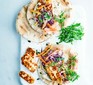 Halloumi flatbreads on a serving board