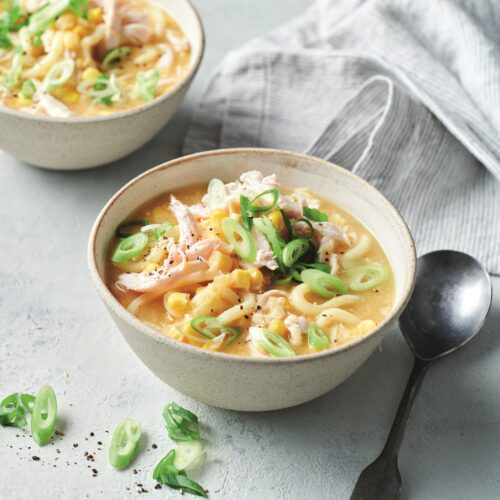 Easy chicken, corn and noodle soup
