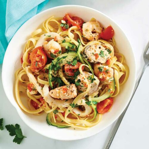 Lemon garlic and chilli fettucine marinara