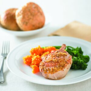 Orange and ginger pork with kumara mash