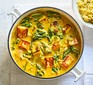 Paneer korma served in a casserole dish