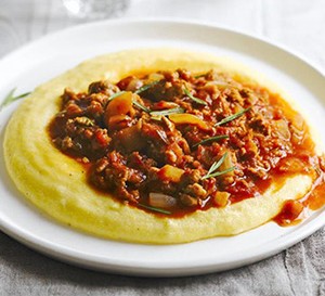 Polenta with sausage ragout