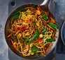 Pork mince stir-fry with vegetables and noodles