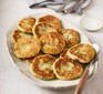 Potato cakes served on an oval plate