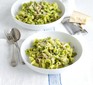 Pasta with ham & minty pea pesto