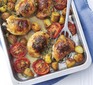 Cheesy chicken bake with new potatoes