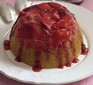 Sticky rhubarb & strawberry sponge pudding