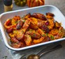 One smoky sausage & squash traybake