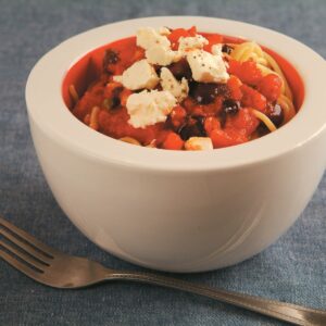 Spaghetti with black olives