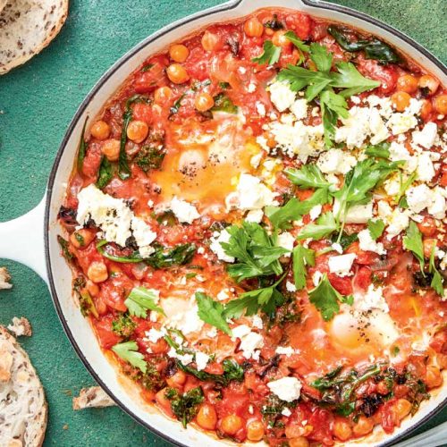 Tomato, chickpea and feta shakshuka