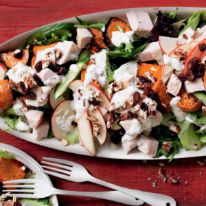 Turkey, sweet potato and pecan salad