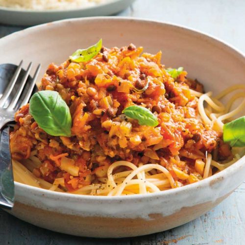 Cauliflower and lentil bolognese