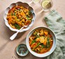 Veggie one-pot stew in two white bowls