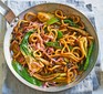 Veggie yaki udon in a wok